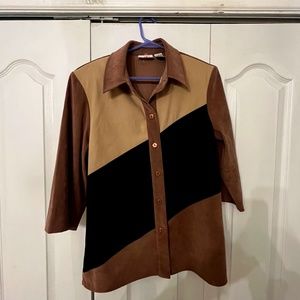 Vintage 70's-80's Alia faux suede shirt
